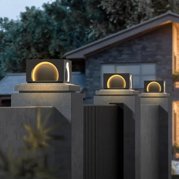 LED Outdoor Wall Lights Warm White Post Cap Lights Square Fence Pillar Lamp Modern Column Lights IP65 Waterproof Fence Gate Cap Light Lantern Head Lamp Patio Villa Park Decor Deck Stigma Light