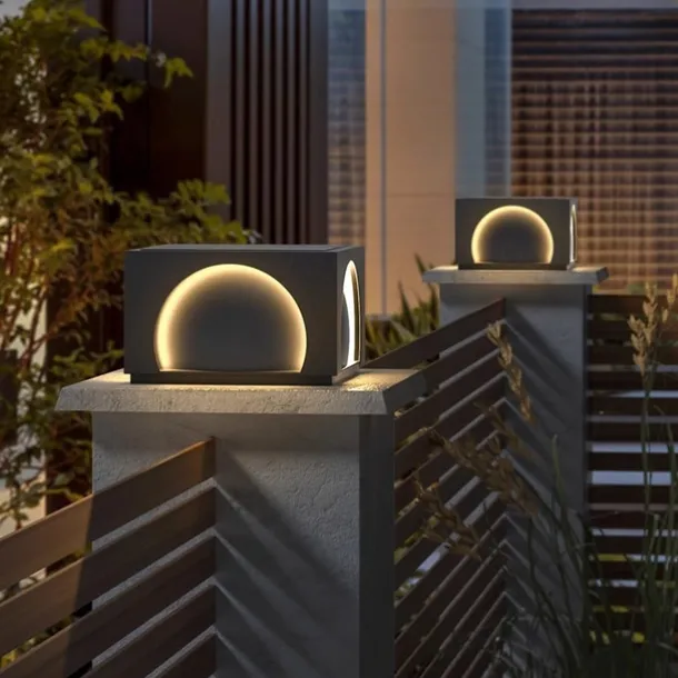 LED Outdoor Wall Lights Warm White Post Cap Lights Square Fence Pillar Lamp Modern Column Lights IP65 Waterproof Fence Gate Cap Light Lantern Head Lamp Patio Villa Park Decor Deck Stigma Light