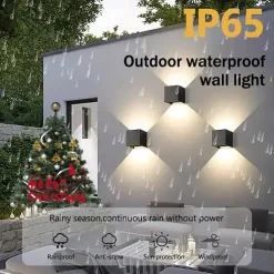 LED Outdoor/Indoor Up and Down IP65 Waterproof Wall Light, 12W 6000K White/Warm White Wall Lighting LED with Adjustable Beam Angle 1000lm AC85-265V