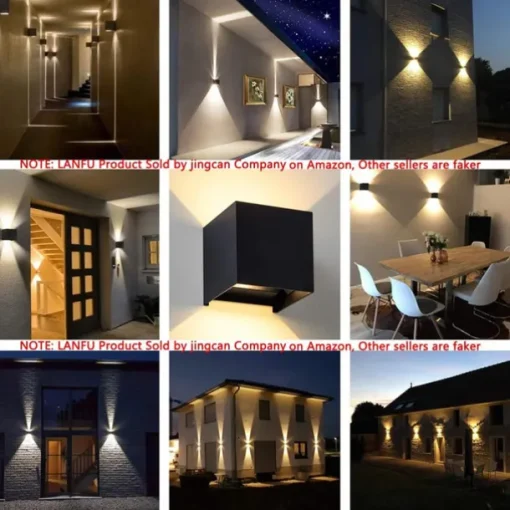 LED Outdoor/Indoor Up and Down IP65 Waterproof Wall Light, 12W 6000K White/Warm White Wall Lighting LED with Adjustable Beam Angle 1000lm AC85-265V