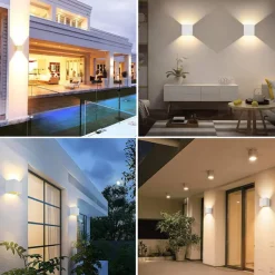 LED Outdoor/Indoor Up and Down IP65 Waterproof Wall Light, 12W 6000K White/Warm White Wall Lighting LED with Adjustable Beam Angle 1000lm AC85-265V