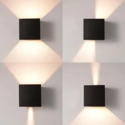 LED Outdoor/Indoor Wall Light IP65 12W 6000K White 3000K Warm Adjustable Beam Angle Waterproof 1000lm Sconce Fixture for Home Garden