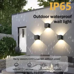 LED Outdoor/Indoor Wall Light IP65 12W 6000K White 3000K Warm Adjustable Beam Angle Waterproof 1000lm Sconce Fixture for Home Garden