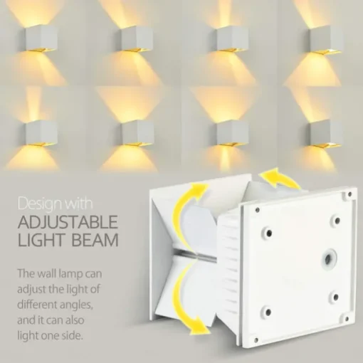 LED Outdoor/Indoor Wall Light IP65 12W 6000K White 3000K Warm Adjustable Beam Angle Waterproof 1000lm Sconce Fixture for Home Garden