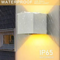 LED Outdoor/Indoor Wall Light IP65 12W 6000K White 3000K Warm Adjustable Beam Angle Waterproof 1000lm Sconce Fixture for Home Garden