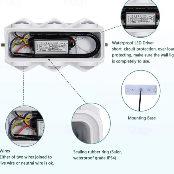 LED Outdoors Wall Lamp 2W 4W 6W 8W Up/Down Lighting Indoor Double-Head Curved Waterproof IP65 Wall Lamp Modern Bedroom Lamp AC85-265V
