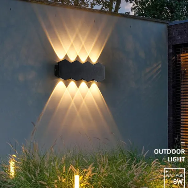 LED Outdoors Wall Lamp 2W 4W 6W 8W Up/Down Lighting Indoor Double-Head Curved Waterproof IP65 Wall Lamp Modern Bedroom Lamp AC85-265V