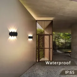 LED Outdoors Wall Lamp 2W 4W 6W 8W Up/Down Lighting Indoor Double-Head Curved Waterproof IP65 Wall Lamp Modern Bedroom Lamp AC85-265V