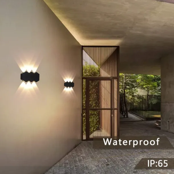 LED Outdoors Wall Lamp 2W 4W 6W 8W Up/Down Lighting Indoor Double-Head Curved Waterproof IP65 Wall Lamp Modern Bedroom Lamp AC85-265V