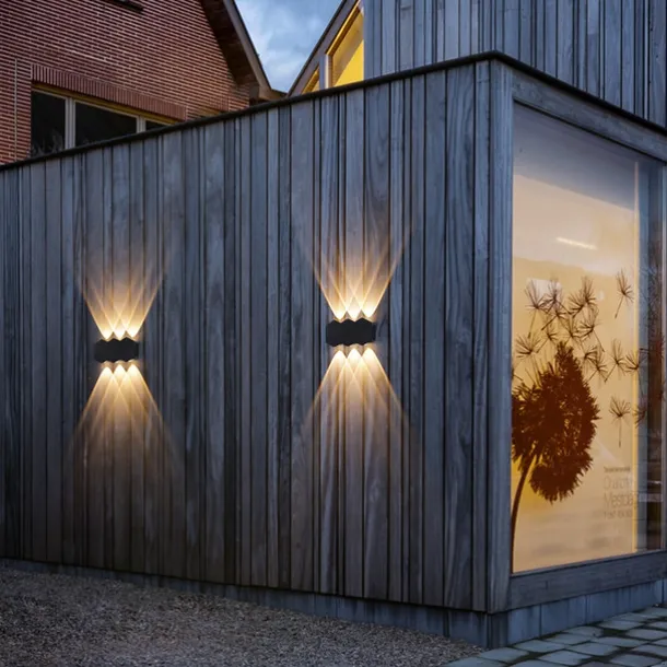LED Outdoors Wall Lamp 2W 4W 6W 8W Up/Down Lighting Indoor Double-Head Curved Waterproof IP65 Wall Lamp Modern Bedroom Lamp AC85-265V