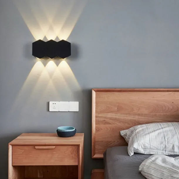 LED Outdoors Wall Lamp 2W 4W 6W 8W Up/Down Lighting Indoor Double-Head Curved Waterproof IP65 Wall Lamp Modern Bedroom Lamp AC85-265V