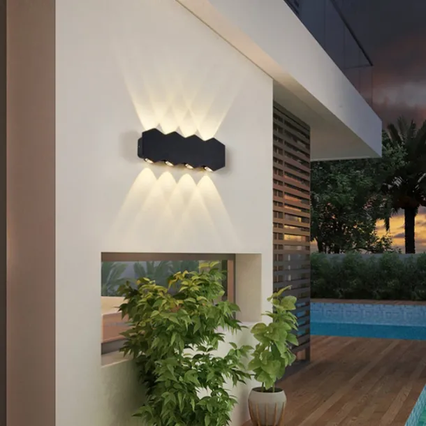 LED Outdoors Wall Lamp 2W 4W 6W 8W Up/Down Lighting Indoor Double-Head Curved Waterproof IP65 Wall Lamp Modern Bedroom Lamp AC85-265V