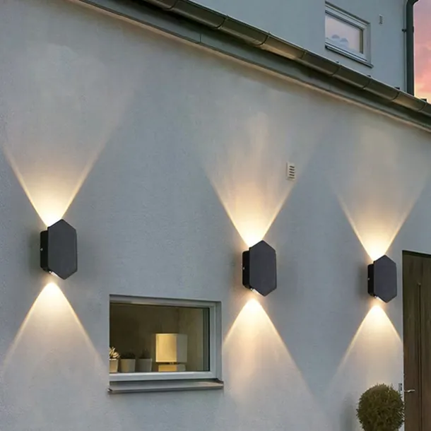 LED Outdoors Wall Lamp 2W 4W 6W 8W Up/Down Lighting Indoor Double-Head Curved Waterproof IP65 Wall Lamp Modern Bedroom Lamp AC85-265V