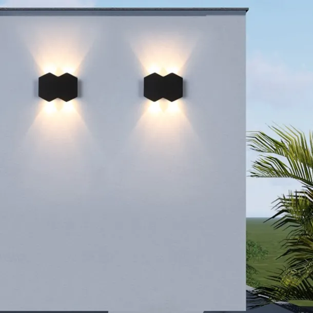 LED Outdoors Wall Lamp 2W 4W 6W 8W Up/Down Lighting Indoor Double-Head Curved Waterproof IP65 Wall Lamp Modern Bedroom Lamp AC85-265V