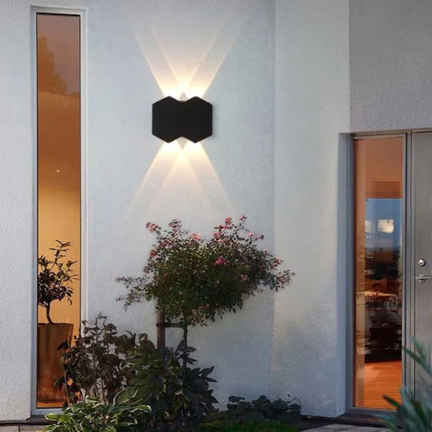LED Outdoors Wall Lamp 2W 4W 6W 8W Up/Down Lighting Indoor Double-Head Curved Waterproof IP65 Wall Lamp Modern Bedroom Lamp AC85-265V