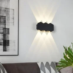LED Outdoors Wall Lamp 2W 4W 6W 8W Up/Down Lighting Indoor Double-Head Curved Waterproof IP65 Wall Lamp Modern Bedroom Lamp AC85-265V