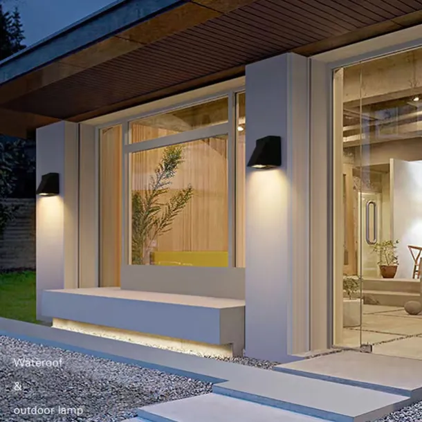 Led Outdoors Wall Lamp 5W 10W Up/Down Lighting Indoor Double-Head Curved Waterproof IP65 Wall Lamp Modern Bedroom Lamp Warm White Light AC85-265V