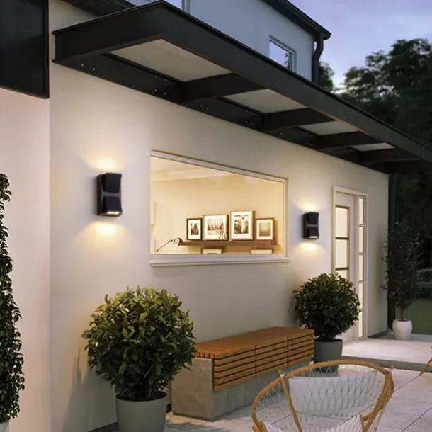Led Outdoors Wall Lamp 5W 10W Up/Down Lighting Indoor Double-Head Curved Waterproof IP65 Wall Lamp Modern Bedroom Lamp Warm White Light AC85-265V