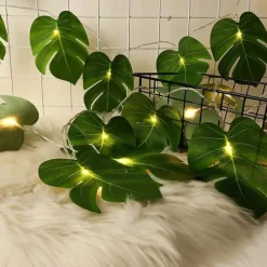 10/20LED Palm Leaf Fairy String Lights Artificial Garland Lights Christmas Birthday Hanging Vine Wedding Beach Theme Home Garden Decorative Lights