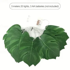 10/20LED Palm Leaf Fairy String Lights Artificial Garland Lights Christmas Birthday Hanging Vine Wedding Beach Theme Home Garden Decorative Lights