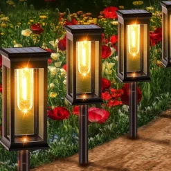 LED Pathway Lights Outdoor Solar Street Light Waterproof IP65 Solar Garden Decorative Light Landscape Lighting for Yard Lawn Patio Walkway