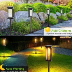 LED Pathway Lights Outdoor Solar Street Light Waterproof IP65 Solar Garden Decorative Light Landscape Lighting for Yard Lawn Patio Walkway