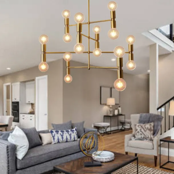 LED Pendant 55/100cm Ceiling Light Fixture Adjustable Height Pendant Mid-Century Modern Ceiling Light for Living Room, Dining Room, Kitchen