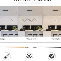 LED Pendant Light 90 cm Island Lights Dimmable Line Design Aluminum Stylish Minimalist Painted Finishes Nordic Style Dining Room Kitchen Lights 110-240V ONLY DIMMABLE WITH REMOTE CONTROL