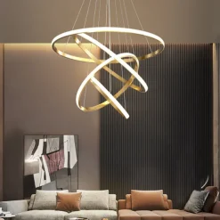 LED Pendant Light 4 Rings 80 cm Modern Circle Desgin Pendant Light Copper Brass LED 110-120V 220-240V