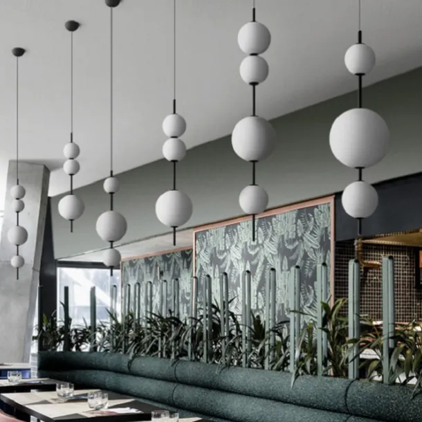 LED Pendant Light Black White Globe Kitchen Pendant Lighting on Island Long Bar Pendant Light Mid Century Long Linear Chandelier Ball Ceiling Pendant Chandelier 110-240V