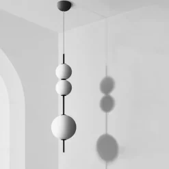 LED Pendant Light Black White Globe Kitchen Pendant Lighting on Island Long Bar Pendant Light Mid Century Long Linear Chandelier Ball Ceiling Pendant Chandelier 110-240V