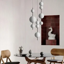 LED Pendant Light Black White Globe Kitchen Pendant Lighting on Island Long Bar Pendant Light Mid Century Long Linear Chandelier Ball Ceiling Pendant Chandelier 110-240V