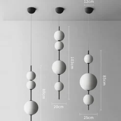 LED Pendant Light Black White Globe Kitchen Pendant Lighting on Island Long Bar Pendant Light Mid Century Long Linear Chandelier Ball Ceiling Pendant Chandelier 110-240V