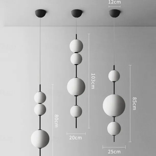 LED Pendant Light Black White Globe Kitchen Pendant Lighting on Island Long Bar Pendant Light Mid Century Long Linear Chandelier Ball Ceiling Pendant Chandelier 110-240V