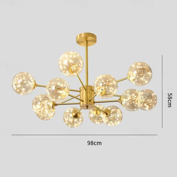 LED Pendant Light Chandelier Gold Modern Globe Design 6/8/12 Heads Copper Globe Brass 110-120V 220-240V