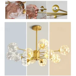 LED Pendant Light Chandelier Gold Modern Globe Design 6/8/12 Heads Copper Globe Brass 110-120V 220-240V