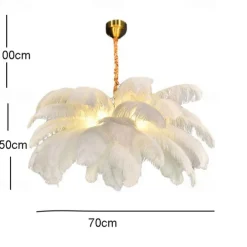 LED Pendant Light Chandelier Gorgeous Extra Large White Ostrich Feather Bouquet Pendant Light Romantic Mounted Lighting Fixture for Restaurant Bedroom