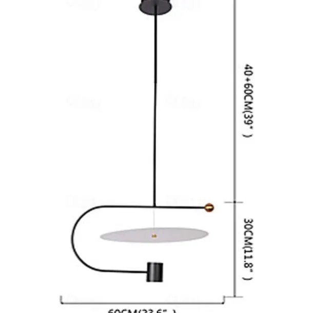 LED Pendant Light 60cm Creative Nordic Decor Chandeliers, Minimalist Style LED Hanging Light Fixture, Dining Room Bedside Ceiling Light 110-240V