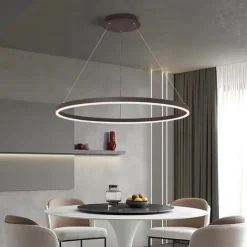 LED Pendant Light 40/60/80cm 1-Light Ring Circle Design Dimmable Aluminum Painted Finishes Luxurious Modern Style Dining Room Bedroom Pendant Lamps 110-240V ONLY DIMMABLE WITH REMOTE CONTROL