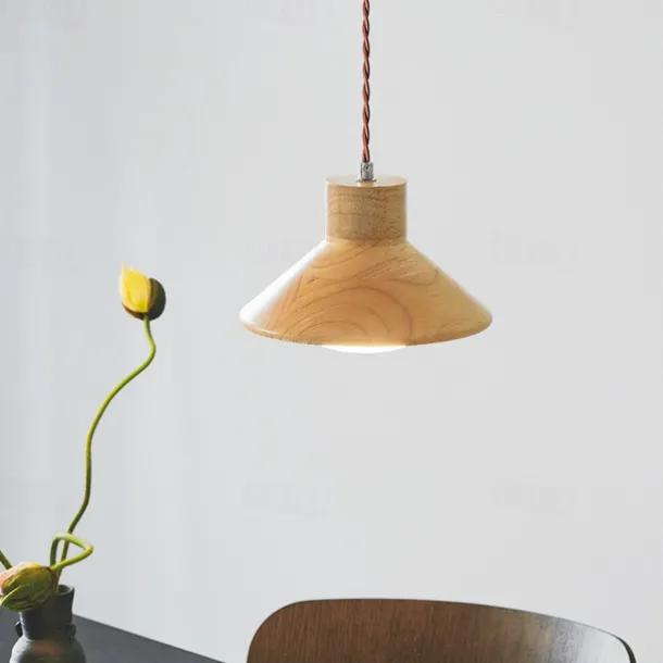 LED Pendant Light 20cm 1-Light Warm White Metal Wood Painted Finishes Bulb Included Modern Style Dining Room Bedroom Pendant Lantern Design 110-240V