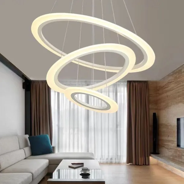 LED Pendant Light 40/60/80cm 1-Light Ring Circle Design Dimmable Aluminum Painted Finishes Luxurious Modern Style Dining Room Bedroom Pendant Lamps 110-240V ONLY DIMMABLE WITH REMOTE CONTROL