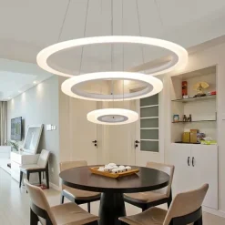 LED Pendant Light 40/60/80cm 1-Light Ring Circle Design Dimmable Aluminum Painted Finishes Luxurious Modern Style Dining Room Bedroom Pendant Lamps 110-240V ONLY DIMMABLE WITH REMOTE CONTROL
