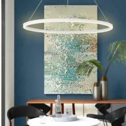 LED Pendant Light 40/60/80cm 1-Light Ring Circle Design Dimmable Aluminum Painted Finishes Luxurious Modern Style Dining Room Bedroom Pendant Lamps 110-240V ONLY DIMMABLE WITH REMOTE CONTROL