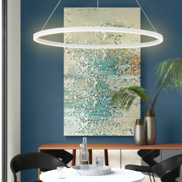 LED Pendant Light 40/60/80cm 1-Light Ring Circle Design Dimmable Aluminum Painted Finishes Luxurious Modern Style Dining Room Bedroom Pendant Lamps 110-240V ONLY DIMMABLE WITH REMOTE CONTROL