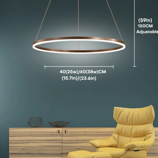 LED Pendant Light 40/60/80cm 1-Light Ring Circle Design Dimmable Aluminum Painted Finishes Luxurious Modern Style Dining Room Bedroom Pendant Lamps 110-240V ONLY DIMMABLE WITH REMOTE CONTROL