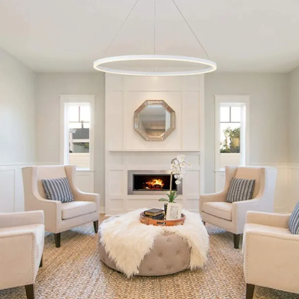 LED Pendant Light 40/60/80cm 1-Light Ring Circle Design Dimmable Aluminum Painted Finishes Luxurious Modern Style Dining Room Bedroom Pendant Lamps 110-240V ONLY DIMMABLE WITH REMOTE CONTROL