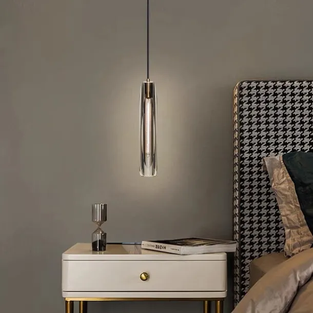 LED Pendant Light Crystal Chandelier Full Copper Lamp Holder Sparkly Crystal Lampshade Single Head Ceiling Light for Loft Bar Living Room Dining Room
