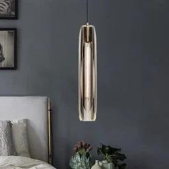 LED Pendant Light Crystal Chandelier Full Copper Lamp Holder Sparkly Crystal Lampshade Single Head Ceiling Light for Loft Bar Living Room Dining Room