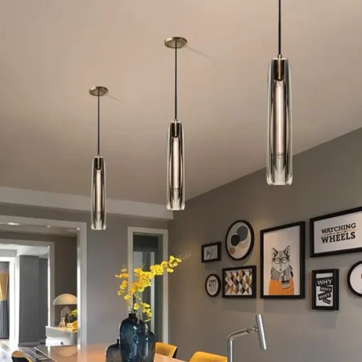 LED Pendant Light Crystal Chandelier Full Copper Lamp Holder Sparkly Crystal Lampshade Single Head Ceiling Light for Loft Bar Living Room Dining Room