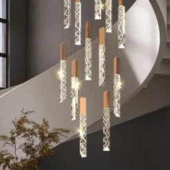 LED Pendant Light Dimmable 1/2/3/6 Head Crystal Modern Kitchen Island Light Fixture,Adjustable Pendant Lighting for Kitchen Island,Black Gold Led Chandelier for Dining Room,Bedroom 110-240V